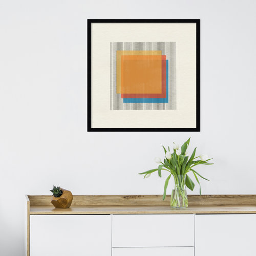 Midcentury Modern Squares No 1 by The MIUUS STUDIO Wood Framed Wall Art